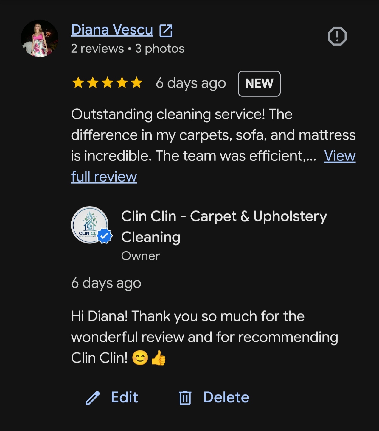 Clin Clin excellent customer service review